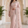 CFSAR-167 | Baby Pink Soft Net Saree | Resham Bead & Stone Work