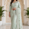CFSAR-167 | Sea Green Soft Net Saree | Resham, Bead & Stone Work