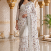 CFSAR-143 | White Soft Net Saree | Heavy Resham, Cutdana, Sequin & Bead Work