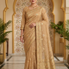 CFSAR-175 | Cream Designer Soft Organza Banarasi Look Saree | Multi Resham & Swarovski Stone Work