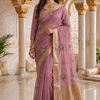 CFSAR-148 | Purple Banarsi Saree | All-Over Motif, Resham, Bead & Sequin Work