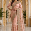 CFSAR-169 | Pink Net Saree | All Over Heavy Jaal Work