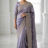 CFSAR-113 | Chinon Saree | Zari & Resham Work|Ice Blue