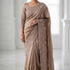 CFSAR-112 | Shimmer Georgette Saree | Silver Zari & Heavy Stone Work | Golden