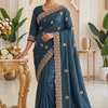 CFSAR-120 | Soft Fendy Saree | Zari & Stone Work|Teal Blue
