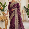CFSAR-116 | Soft Fendy Saree | Zari & Stone Work | Plum