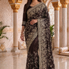 CFSAR-133 | Soft Fendy Crepe Saree | Heavy Jaal, Cutdana & Sequin Work | Brown