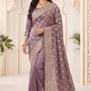CFSAR-114 | Soft Crepe Saree | Heavy Gold Zari & Stone Work | Purple