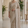 CFSAR-138 | Soft Georgette Saree | Heavy Jaal, Resham & Stone Work | Beige