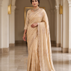 CFSAR-393 | Premium Champagne Beige Soft Fendy Designer Handwork Saree with Embellished Pallu