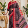 CFPSR-346 | Premium Charcoal Black & Red Tussar Silk Saree with Ready Made Blouse