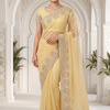 CFSAR-246 | Designer Pastel Yellow Soft Net Saree with Heavy Stone Handwork & Designer Border