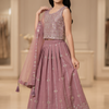 CFGW03 | Dusty Rose Soft Crape Embroidered Girls Lehenga Choli Set