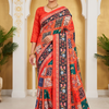 CFPSR-419 | Multicolour Ajrak Print Saree with Full Sleeve Blouse