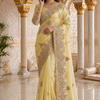 CFSAR-132 | Soft Fendy Saree | Zari & Stone Work | Yellow
