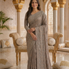 CFSAR-141-GOLDEN |  Fendy Saree | Stone & Resham Jaal Work