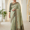 CFSAR-404 | Banarasi Handloom Saree | Designer Ready Made Saree with Sequin and Stone Work | Mint Green