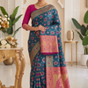 CFPSR-321 | Premium Teal Blue & Maroon Art Silk Saree with Unstitched Blouse