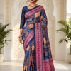 CFPSR-418 | Multicolour Ajrak Print Saree with Full Sleeve Blouse
