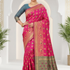 CFPSR-312 | Premium Magenta Pink & Teal Blue Art Silk Printed Saree with Unstitched Blouse