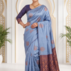 CFPSR-329 | Premium Blue Kora Silk Saree with Unstitched Blouse