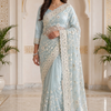 CFSAR-165-ICE-BLUE | Soft Net Saree | Resham & Stone Work