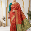 CFPSR-309| Premium Red & Green Art Silk Saree with Unstitched Blouse