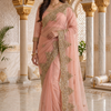 CFSAR-170 | Pink Soft Net Saree | Heavy Embroidery & Bead Work