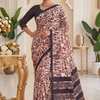 CFPSR350 | Elegant Ivory & Maroon Brown Gorjet Fancy Saree with Ready-Made Long Sleeve Blouse