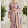 CFSAR-405 | Lavender Banarasi Tie-Dye Designer Ready Made Saree with Bead and Stone Work