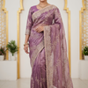CFSAR-142 | Purple Soft Net Saree | Resham Zari Work