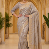 CFSAR-238 | Premium Taupe Beige Banarasi Organza Full Jaal Saree with Heavy Zari Handwork