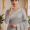 CFSAR-237 | Signature Silver Grey Georgette Tissue Handworked Saree with Designer Border