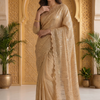 CFSAR-160-GOLDEN | Golden Net Saree | Heavy Sequin Work