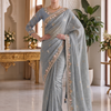 CFSAR-240 | Elegant Ice Blue Banarasi Organza Full Jaal Saree with Sequins Cut Dana & Resham Handwork