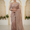 CFSAR-142-CREAM | Cream Soft Net Saree | Resham Zari Work