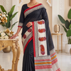 CFPSR-341 | Premium Black Red & Ivory Tuser Silk Saree with Ready Made Blouse
