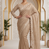 CFSAR-237 | Exquisite Taupe Beige Gorjet Tissue Saree with Hand Embellished Border