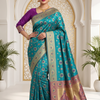 CFPSR-318 | Premium Teal Blue & Purple Art Silk Woven Saree with Unstitched Blouse