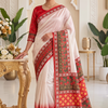 CFPSR-331 | Premium Pearl White & Red Tussar Silk Saree with Ready-Made Blouse