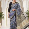 CFPSAR-380 | Designer Botanical Leaf & Floral Buta Print Soft Cotton Saree with Full Sleeve Blouse