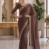 CFSAR-198 | Brown Crepe Saree | Katdana, Sequin, Stone & Bead Work