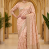 CFSAR-238 | Premium Peach Banarasi Organza Full Jaal Saree with Heavy Zari Handwork