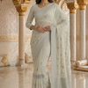 CFSAR-171 | Off-White Designer Banarasi Saree | Swarovski & Kutdana Hand Work