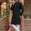 CFKP516 | Black Chikankari Embroidered Kurta Set with White Churidar