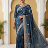 CFSAR-363 | Premium Chinon Silk Saree with Zari & Stone Work with Ready-Made Blouse