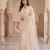 CFSAR-395 | Designer Off-White Organza Tissue Saree with Hand Work & Full Sleeve Blouse