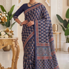 CFPSR-347 | Premium Navy Blue & Rust Red Tussar Silk Saree with Ready Made Blouse