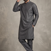 CFKP326 | Charcoal Grey Dupion Kurta Set with Black Churidar