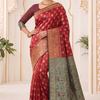 CFSAR-302 | Premium Maroon, Green & Gold Art Silk Printed Saree with Designer Pallu